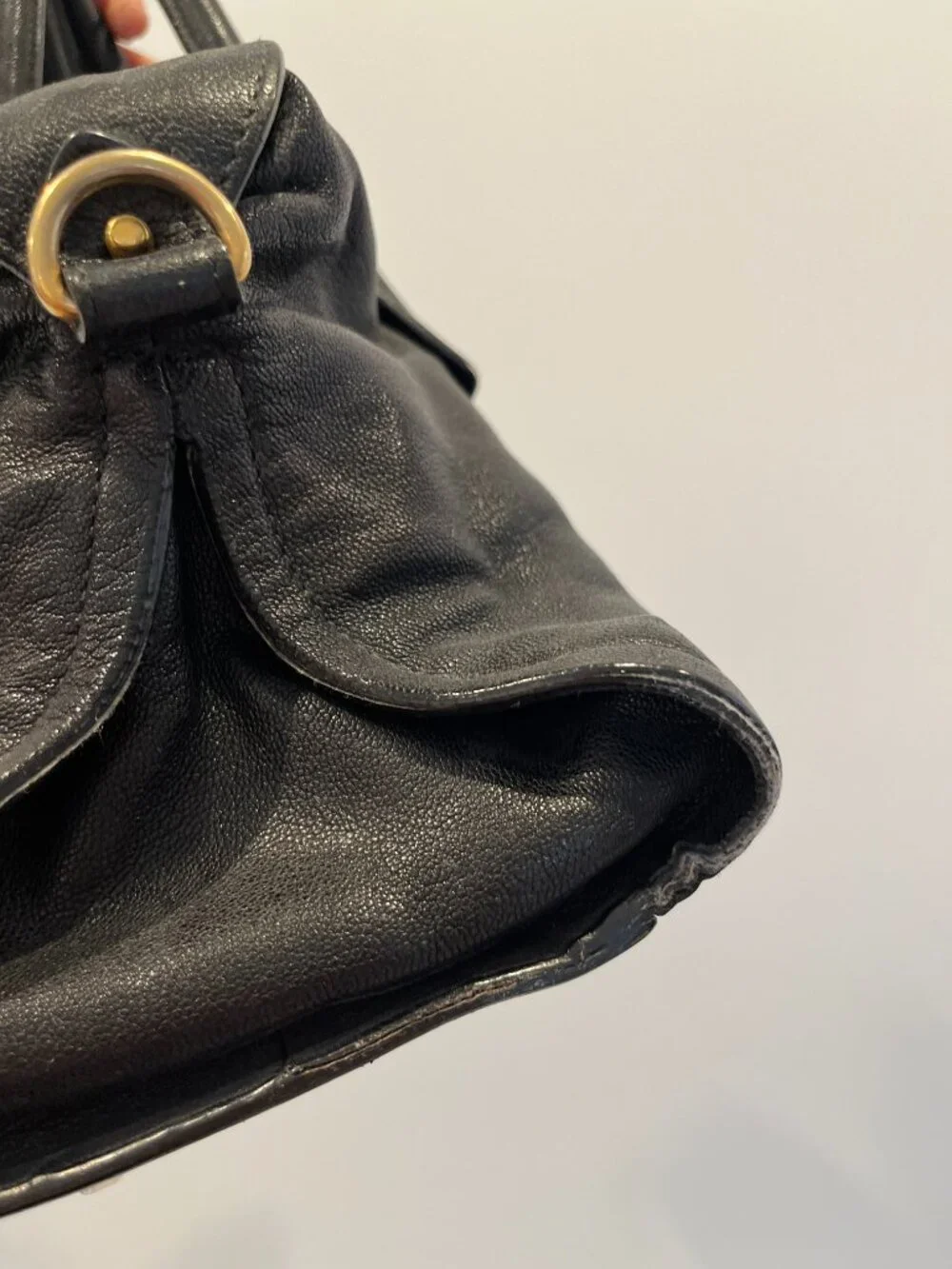 Black Leather Maiyet Bag with Detachable Shoulder Strap